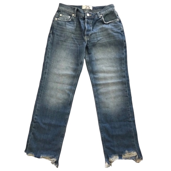 Free People Maggie Mid Rise Straight Size 25 Sequoia Blue Rinse New with Tags - Picture 6 of 6